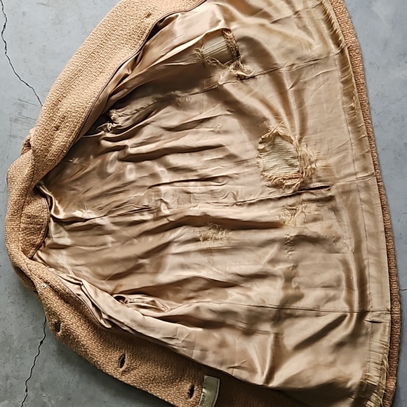 Vintage camel neutral tan brown 3/4 sleeve button coat SEARS medium - Picture 10 of 10